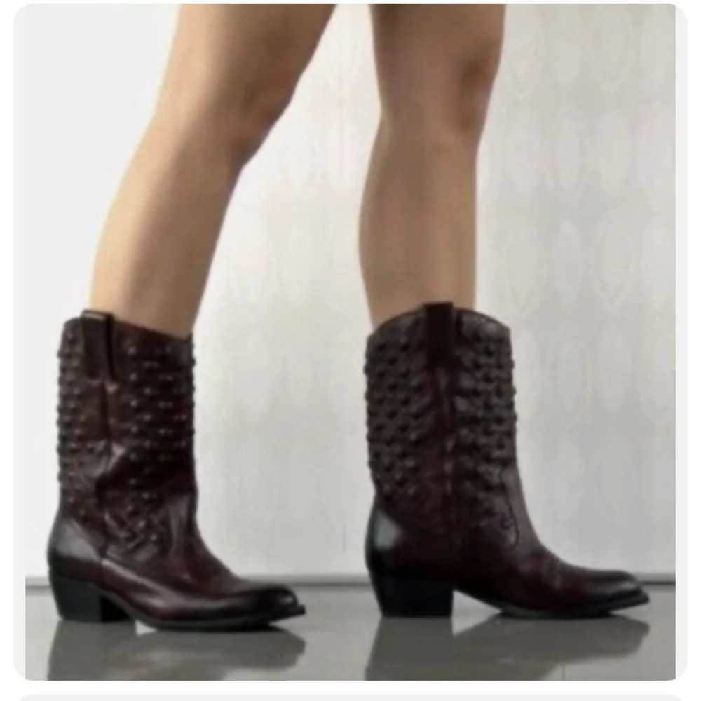 Lucky Brand Madonna Cordovan Leather Western Boots size 7.5